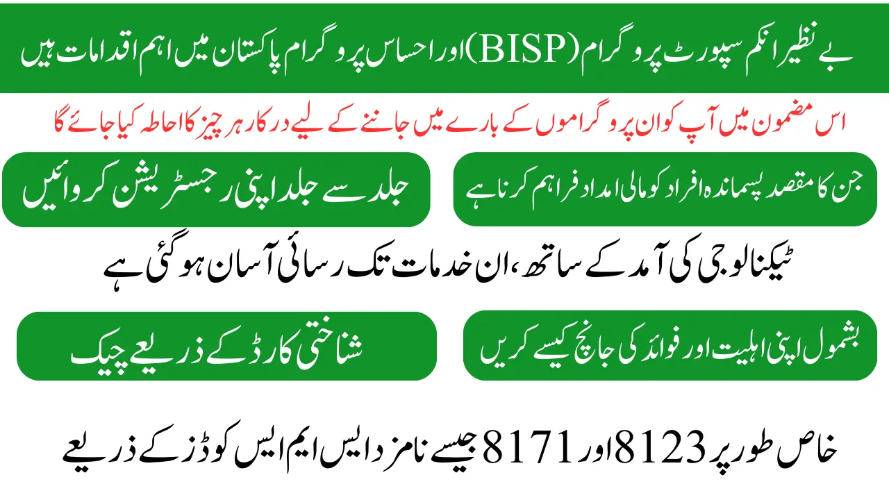 BISP, Ehsaas, and Ehsaas Rashan Program via 8123 and 8171