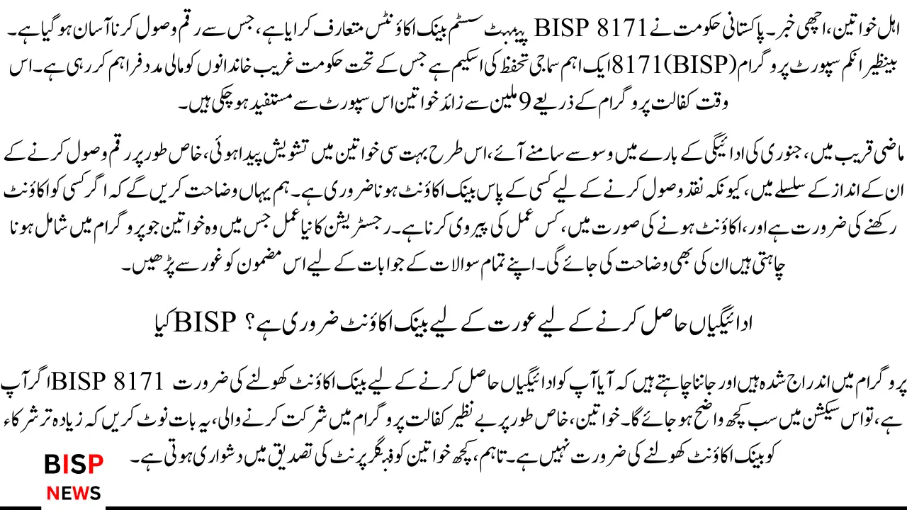 BISP 8171 Payment 